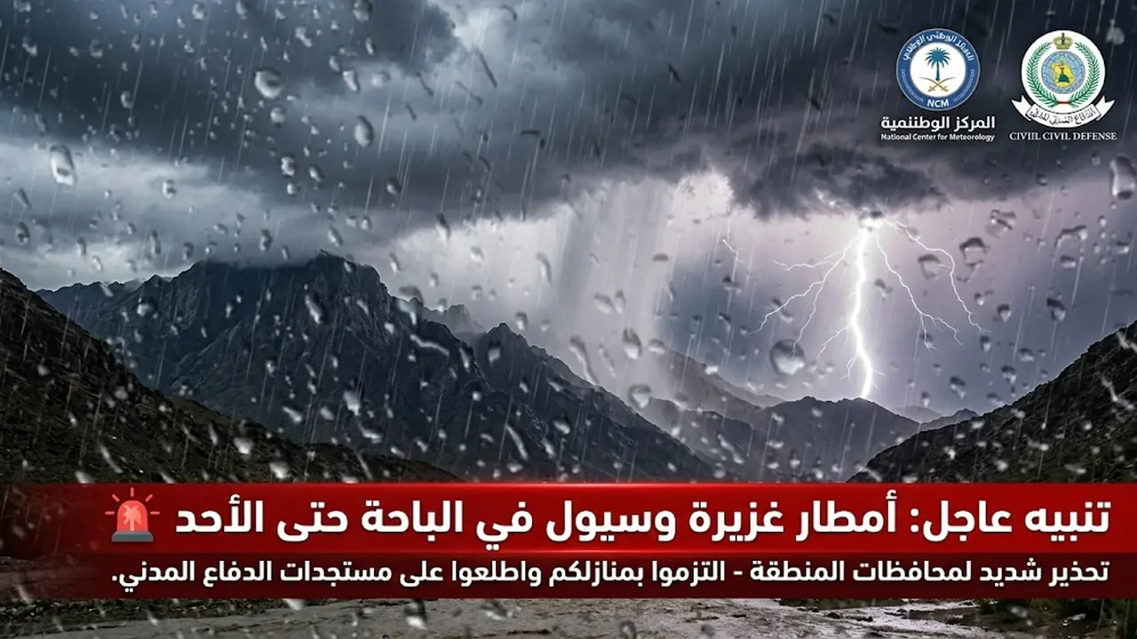تنبيه الأرصاد يحدد تطورات الحالة الجوية في الباحة حتى الأحد المقبل
